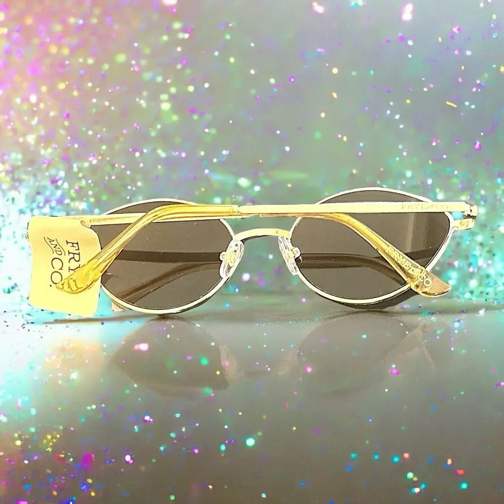FRYE & CO Metal Almond Sunglasses in Shiny Gold NWOB